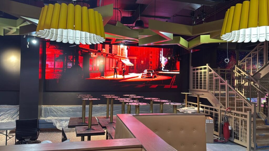 Beautiful LED screen in a business